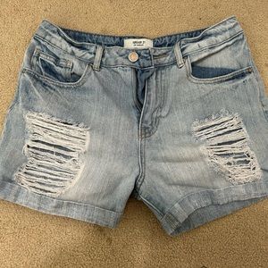 Light blue ripped mom shorts